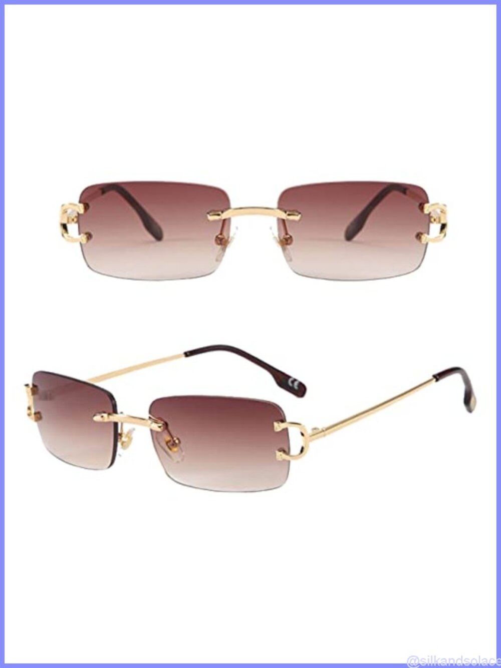Rimless Rectangle Sunglasses Ultralight UV400 Shield Y2K Unisex Eyewear